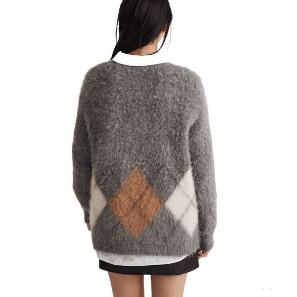 New! Madewell Gray Argyle Sweater Sz XXS - Picture 4 of 7
